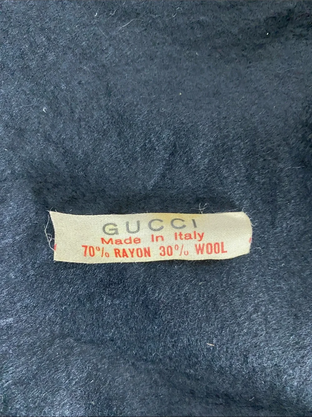 Vintage GUCCI Black Felt Wool Faux Leather Crest Tote Dust Bag